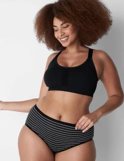 Brief Panties^Lane Bryant Cotton High-Leg Brief Panty Stripe Sand Dollar