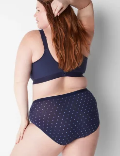 Brief Panties^Lane Bryant Cotton High-Leg Brief Panty With Lace Waist Olive Dot Maritime