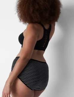 Brief Panties^Lane Bryant Cotton High-Leg Brief Panty Stripe Sand Dollar