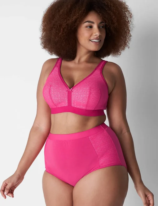 Brief Panties^Lane Bryant Cotton High-Waist Brief Panty With Lace Trim Pink Yarrow