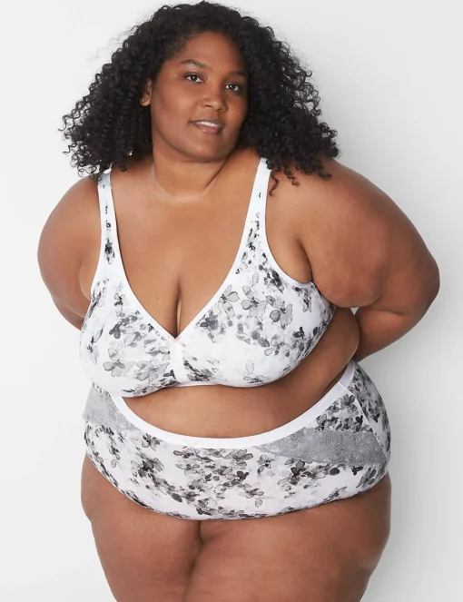 Brief Panties^Lane Bryant Cotton High-Waist Brief Panty With Lace Trim Cascade Floral