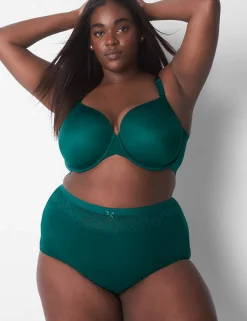 Brief Panties^Lane Bryant Cotton High-Waist Brief Panty With Lace Waist June Bug