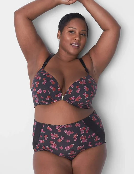 Brief Panties^Lane Bryant Cotton High-Waist Brief Panty With Lace Mini Roses