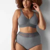 Brief Panties^Lane Bryant Cotton High-Waist Brief Panty With Lace Waist Medium Heather Grey