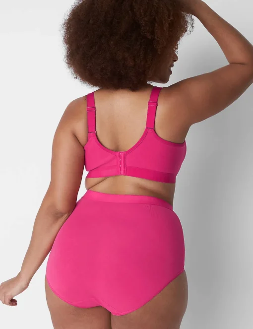 Brief Panties^Lane Bryant Cotton High-Waist Brief Panty With Lace Trim Pink Yarrow