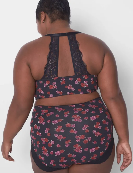Brief Panties^Lane Bryant Cotton High-Waist Brief Panty With Lace Mini Roses