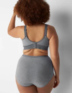 Brief Panties^Lane Bryant Cotton High-Waist Brief Panty With Lace Waist Medium Heather Grey