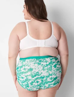 Brief Panties^Lane Bryant Cotton High-Waist Brief Panty Floral Deep Green