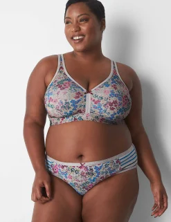 Hipster Panties^Lane Bryant Cotton Hipster Panty Floral Light Heather Grey
