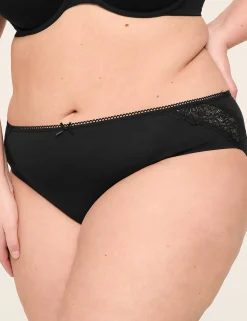 Hipster Panties^Lane Bryant Cotton Hipster Panty With Lace Back Black
