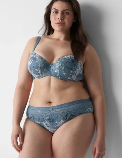 Hipster Panties^Lane Bryant Cotton Hipster Panty With Lace Waist Blue Floral