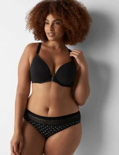 Hipster Panties^Lane Bryant Cotton Hipster Panty With Lace Waist Olive Dot