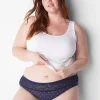 Hipster Panties^Lane Bryant Cotton Hipster Panty With Lace Waist Olive Dot Maritime