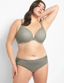Hipster Panties^Lane Bryant Cotton Hipster Panty With Lace-Trimmed Back Vetiver