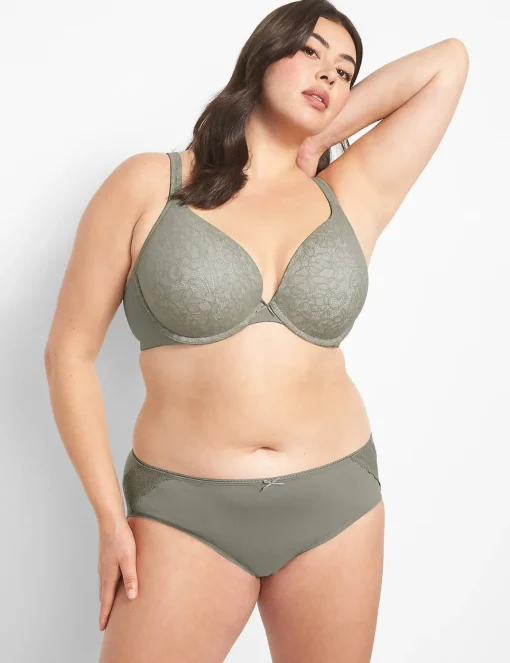 Hipster Panties^Lane Bryant Cotton Hipster Panty With Lace-Trimmed Back Vetiver
