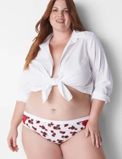 Hipster Panties^Lane Bryant Cotton Hipster Panty With Lace Mini Roses