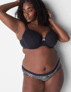 Hipster Panties^Lane Bryant Cotton Hipster Panty With Wide Waistband Parisian Pink Black Lace