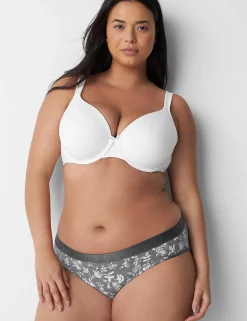 Hipster Panties^Lane Bryant Cotton Hipster Panty With Wide Waistband Garden Floral Grey
