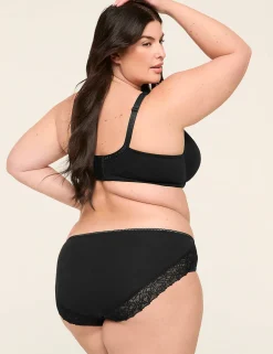 Hipster Panties^Lane Bryant Cotton Hipster Panty With Lace Back Black