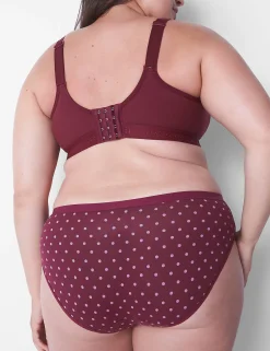 Hipster Panties^Lane Bryant Cotton Hipster Panty With Lace Waist Maroon Dots
