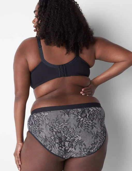 Hipster Panties^Lane Bryant Cotton Hipster Panty With Wide Waistband Parisian Pink Black Lace