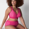No-Wire Bras And Bralettes^Lane Bryant Cotton Lightly Lined No-Wire Bra With Lace Pink Yarrow