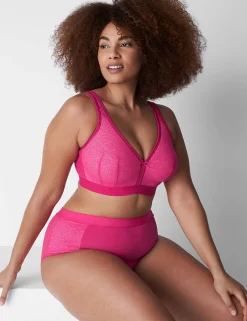 No-Wire Bras And Bralettes^Lane Bryant Cotton Lightly Lined No-Wire Bra With Lace Pink Yarrow