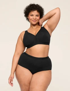 No-Wire Bras And Bralettes^Lane Bryant Cotton Lightly Lined No-Wire Full Coverage Bra Black