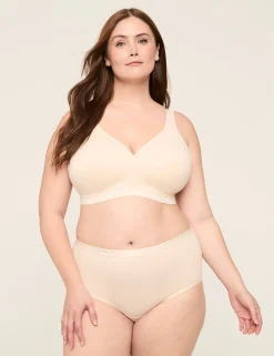 No-Wire Bras And Bralettes^Lane Bryant Cotton Lightly Lined No-Wire Full Coverage Bra Beige