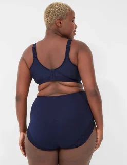 No-Wire Bras And Bralettes^Lane Bryant Cotton Lightly Lined No-Wire Bra With Lace Maritime Blue