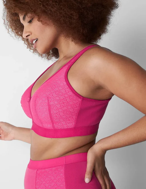 No-Wire Bras And Bralettes^Lane Bryant Cotton Lightly Lined No-Wire Bra With Lace Pink Yarrow