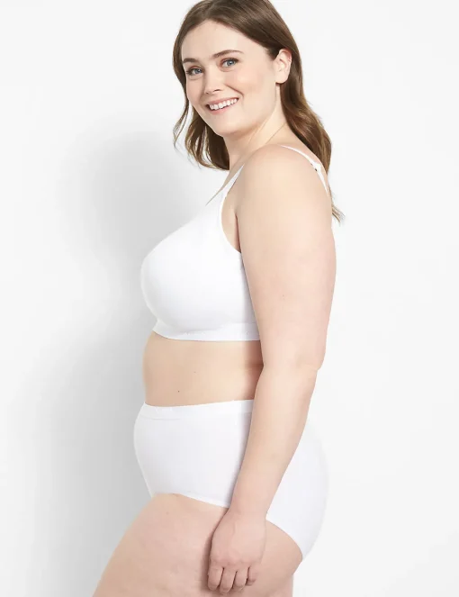 F To K Cups^Lane Bryant Cotton Lightly Lined No-Wire Scoop Bra Bright White