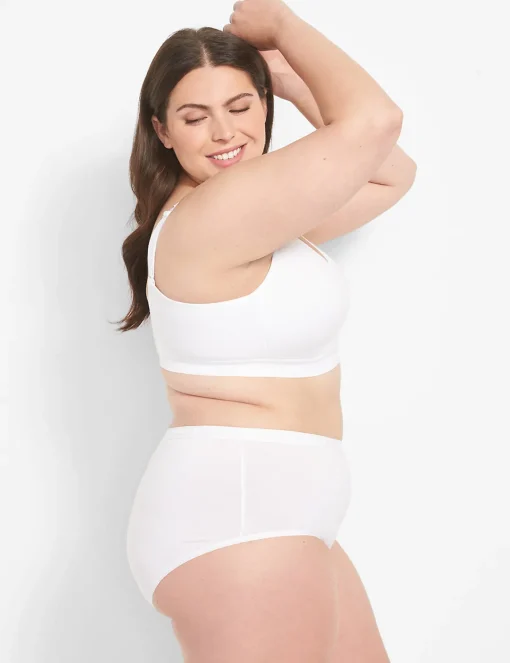 F To K Cups^Lane Bryant Cotton Lightly Lined No-Wire Full Coverage Bra Bright White