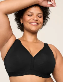No-Wire Bras And Bralettes^Lane Bryant Cotton Lightly Lined No-Wire Full Coverage Bra Black