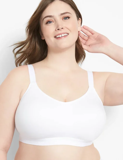 F To K Cups^Lane Bryant Cotton Lightly Lined No-Wire Scoop Bra Bright White