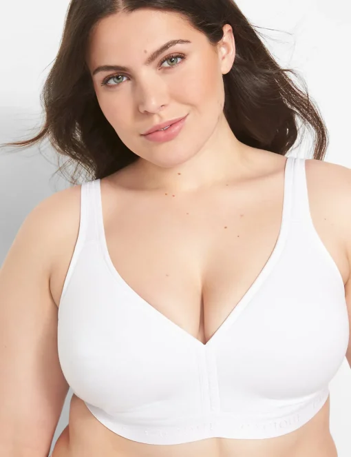 F To K Cups^Lane Bryant Cotton Lightly Lined No-Wire Full Coverage Bra Bright White