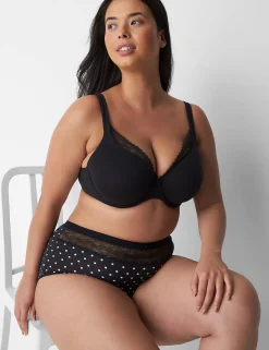 T-Shirt Bras^Lane Bryant Cotton Lightly Lined T-Shirt Bra With Lace Black