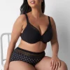 Underwire Bras^Lane Bryant Cotton Lightly Lined T-Shirt Bra With Lace Black
