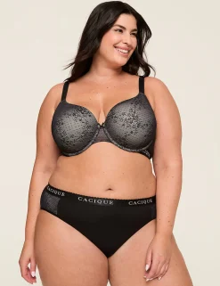 T-Shirt Bras^Lane Bryant Cotton Lightly Lined T-Shirt Bra With Lace Black