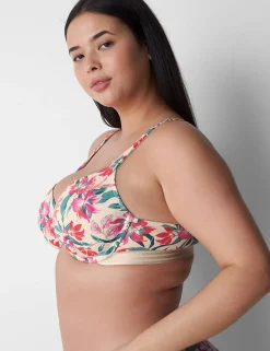 F To K Cups^Lane Bryant Cotton Lightly Lined T-Shirt Bra Blooms Sand Dollar