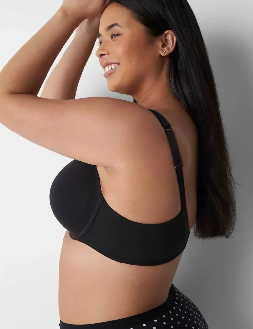 Underwire Bras^Lane Bryant Cotton Lightly Lined T-Shirt Bra With Lace Black