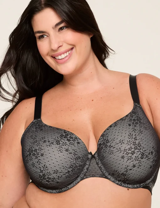 T-Shirt Bras^Lane Bryant Cotton Lightly Lined T-Shirt Bra With Lace Black