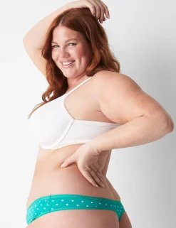 Thong Panties^Lane Bryant Cotton Thong Panty Dot Deep Green