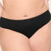Thong Panties^Lane Bryant Cotton Thong Panty With Lace Back Black