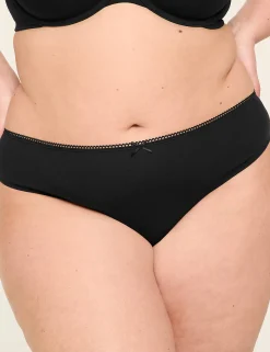 Thong Panties^Lane Bryant Cotton Thong Panty With Lace Back Black