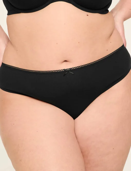 Thong Panties^Lane Bryant Cotton Thong Panty With Lace Back Black