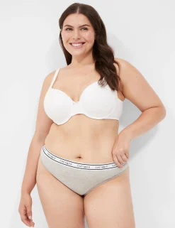 Thong Panties^Lane Bryant Cotton Thong Panty With Wide Waistband Heather Grey