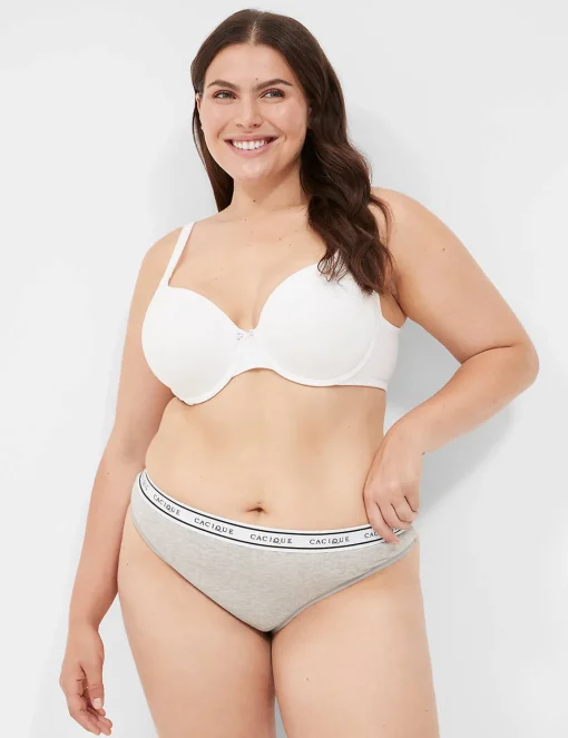 Thong Panties^Lane Bryant Cotton Thong Panty With Wide Waistband Heather Grey