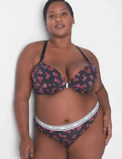 Thong Panties^Lane Bryant Cotton Thong Panty With Wide Waistband Mini Roses