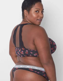 Thong Panties^Lane Bryant Cotton Thong Panty With Wide Waistband Mini Roses
